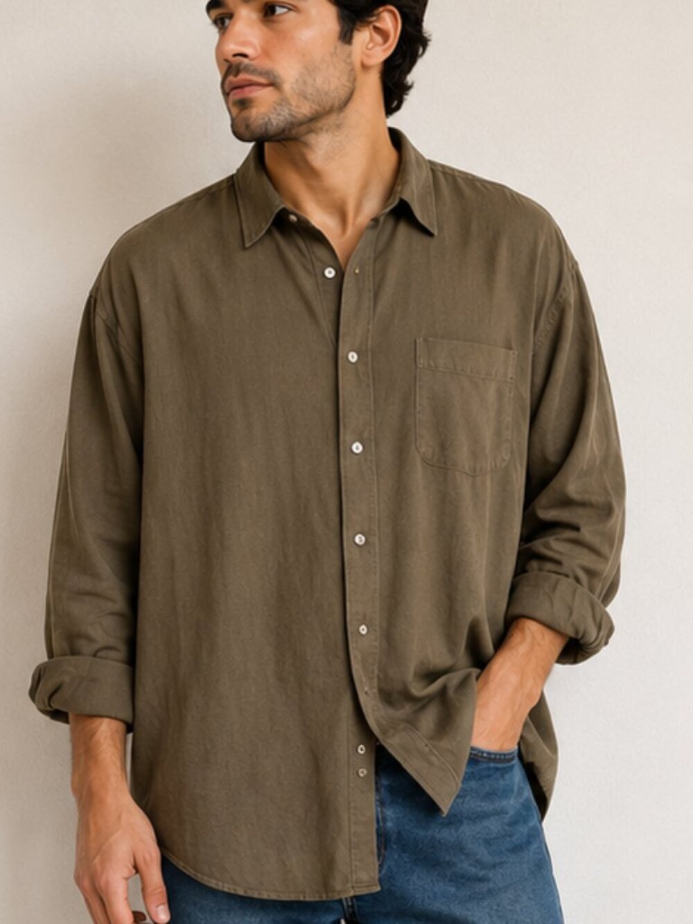 John W. Nordstrom Olive Green Cotton Shirt